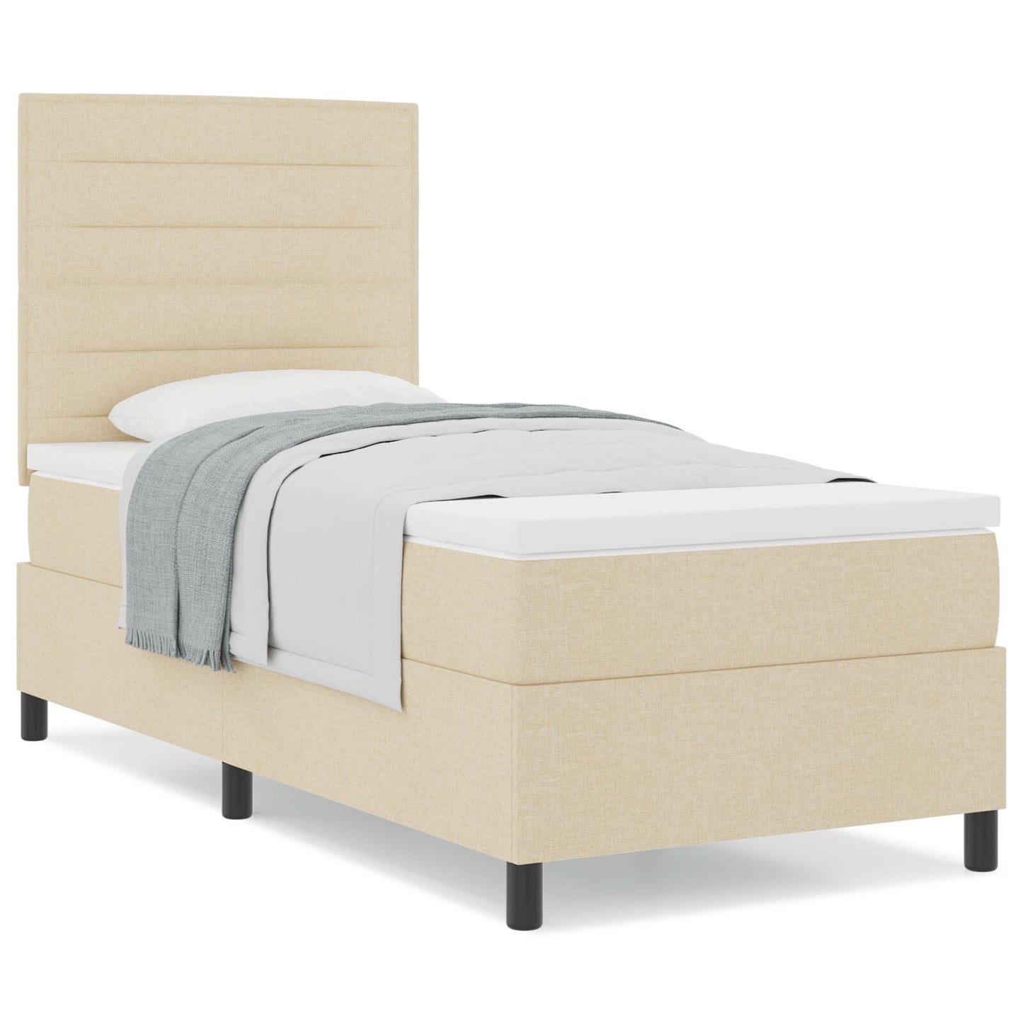Boxspringbed Met Matras Stof Crème 90 x 200 cm Lijnen ontwerp