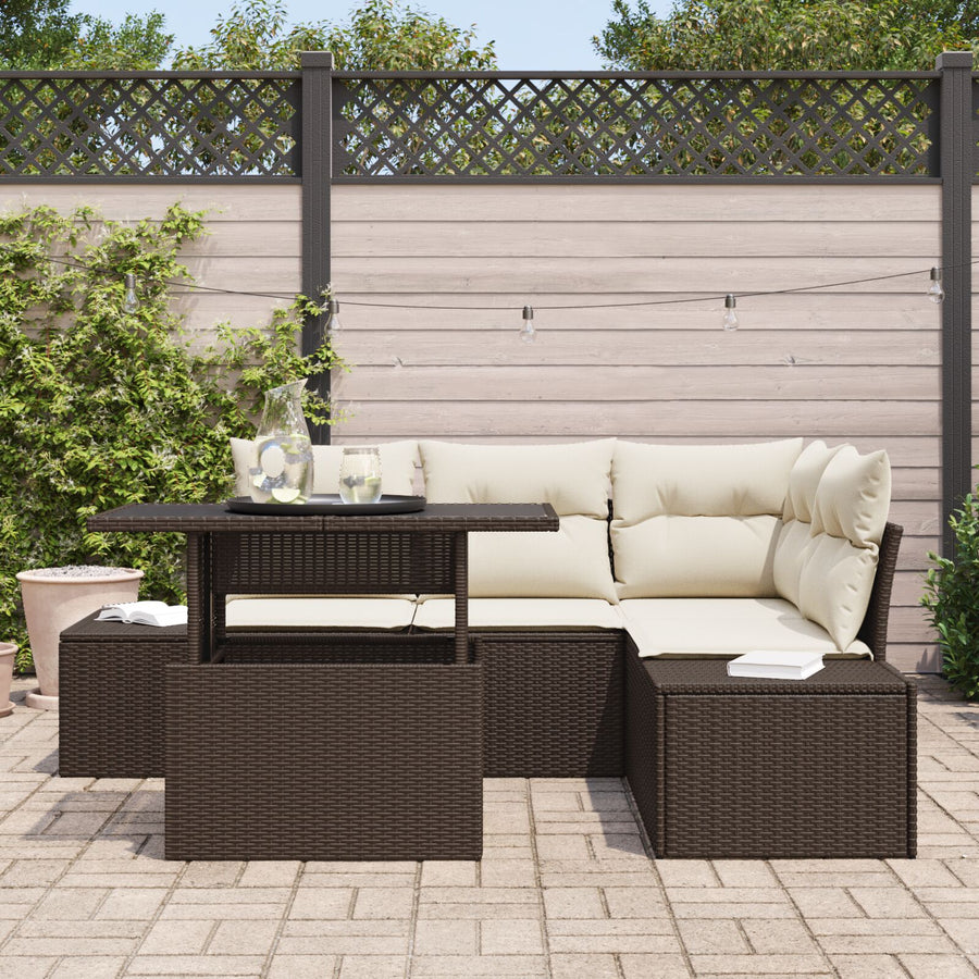 Tuin Sofa Set Set Van 5 Bruin Rattan Tuin Sofa Set Rechthoekig