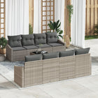 Tuinbankset poly rattan 9-delig lichtgrijs