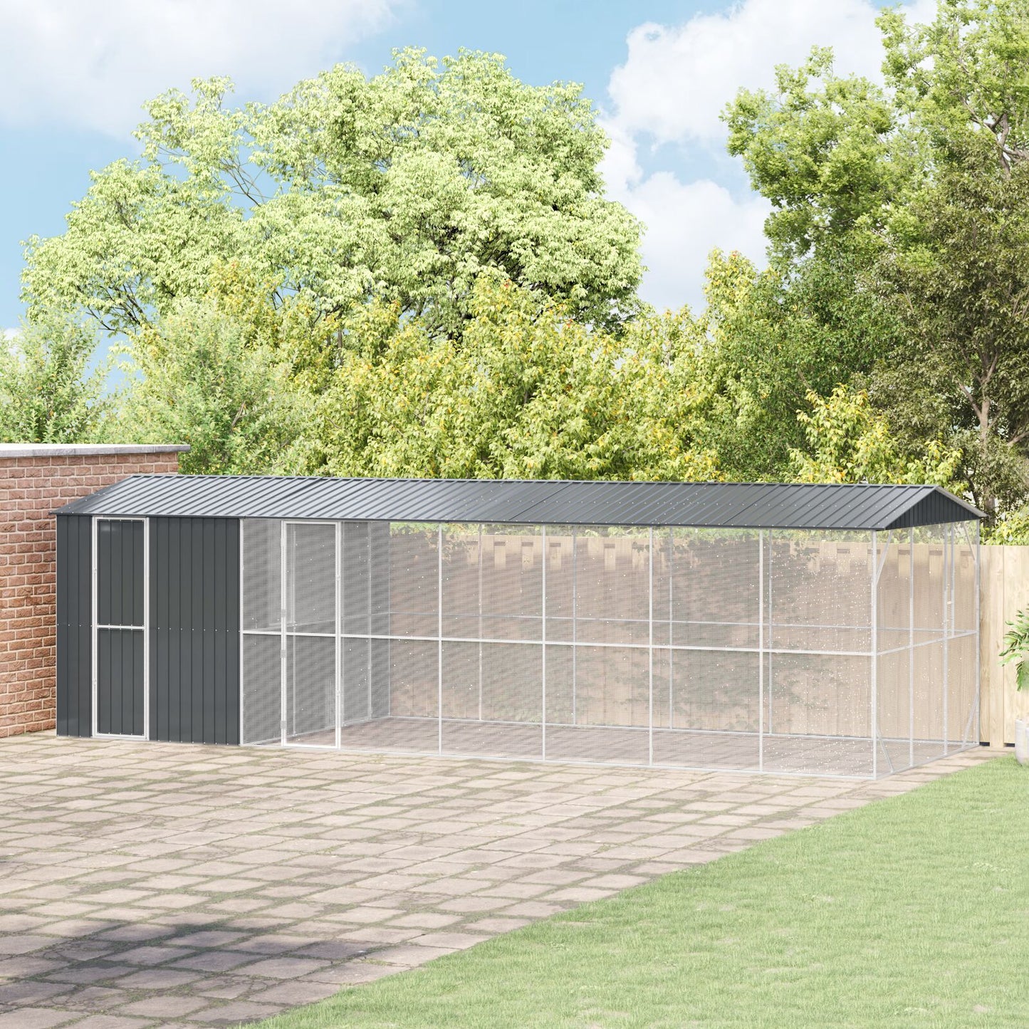 Vogelvolière Met Uitsparing Antraciet 310X838X247 Cm Staal