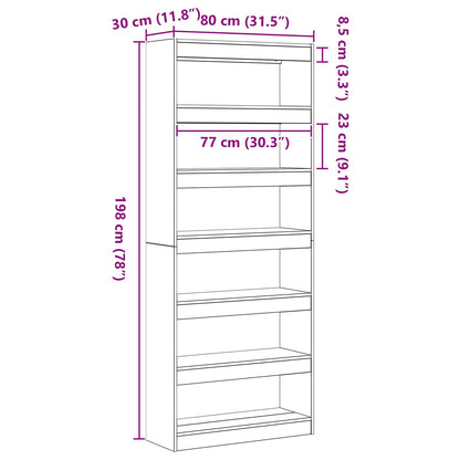 Zwarte Boekenplank Zwart Hout 80 X 30 X 198 Cm Planken