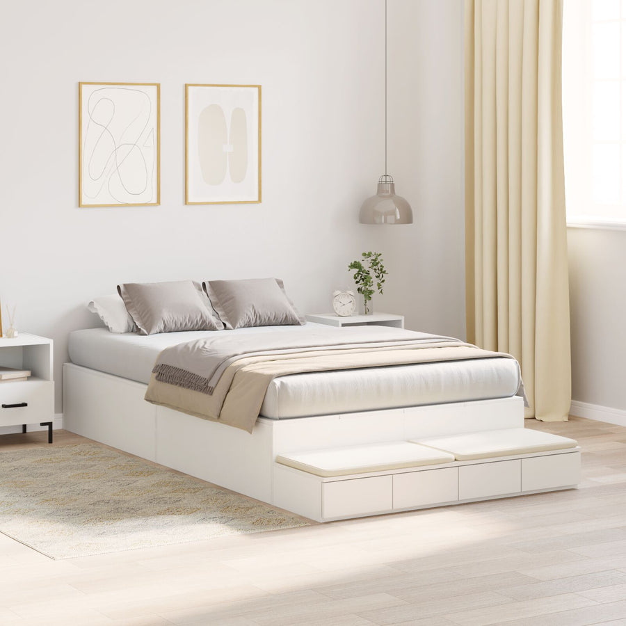 Opbergbedframe Wit 120X200 Cm Artisanaal Eiken
