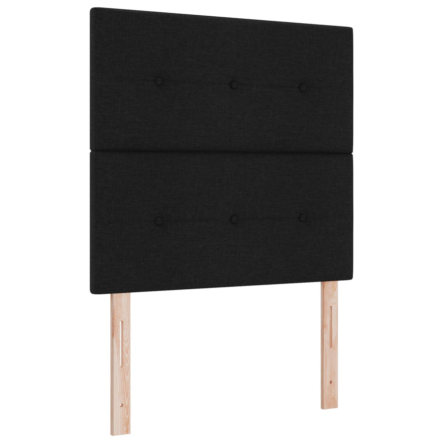 Boxspringbed Met Matras & Bank Stof Zwart 90 x 190 cm Knopen tufted