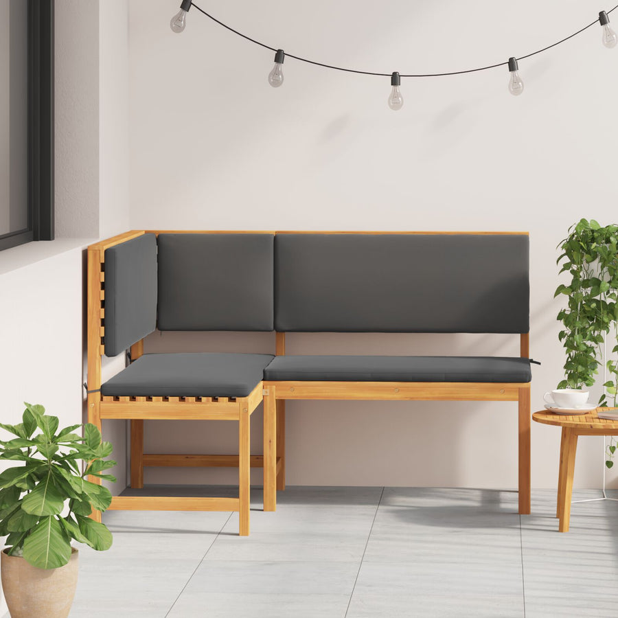 Hoekbank Voor In De Tuin Met Kussens 140X100X91 Cm Massief Acaciahout Anthraciet L-vormige bank