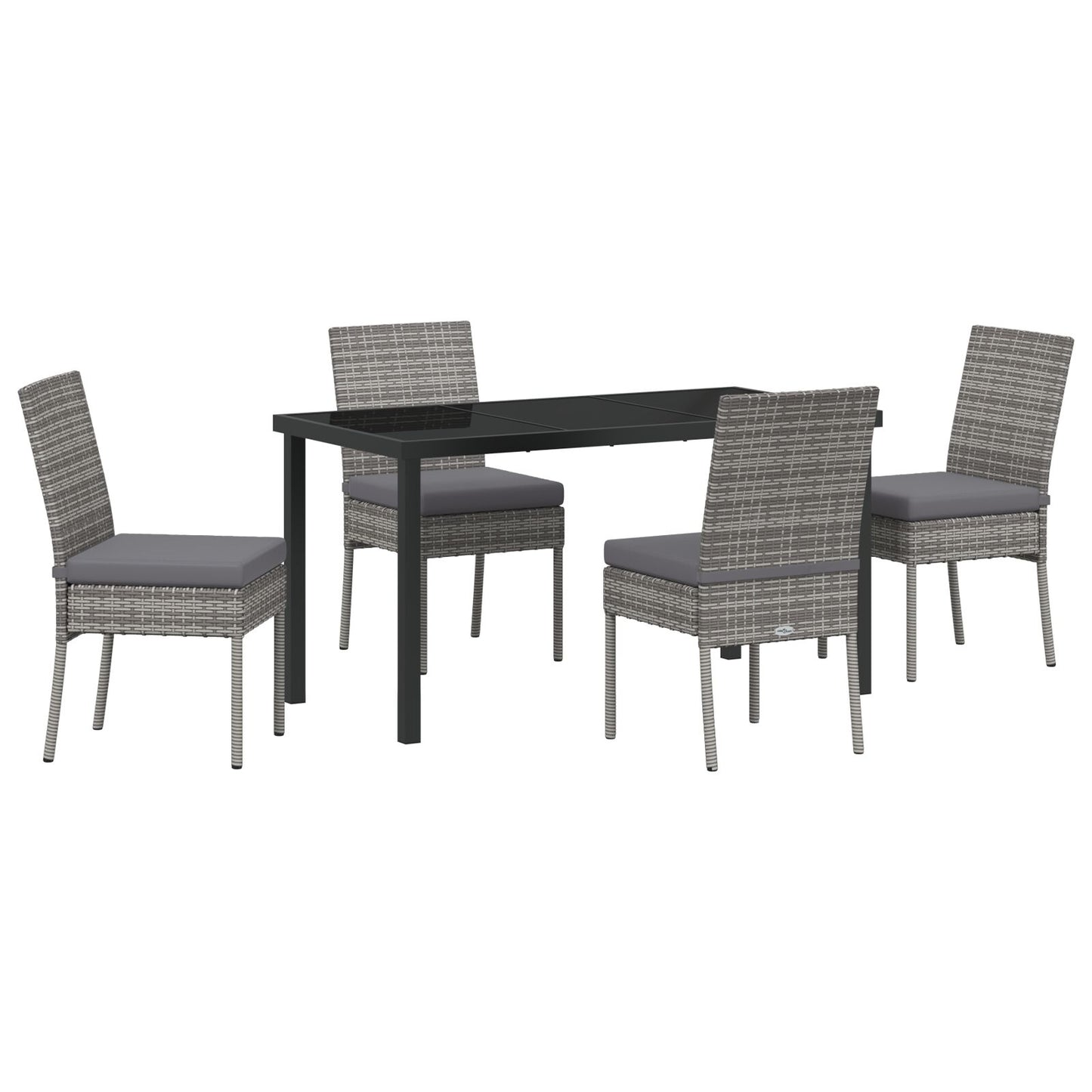 5-Delige Tuin Eetset Grijs Poly Rattan