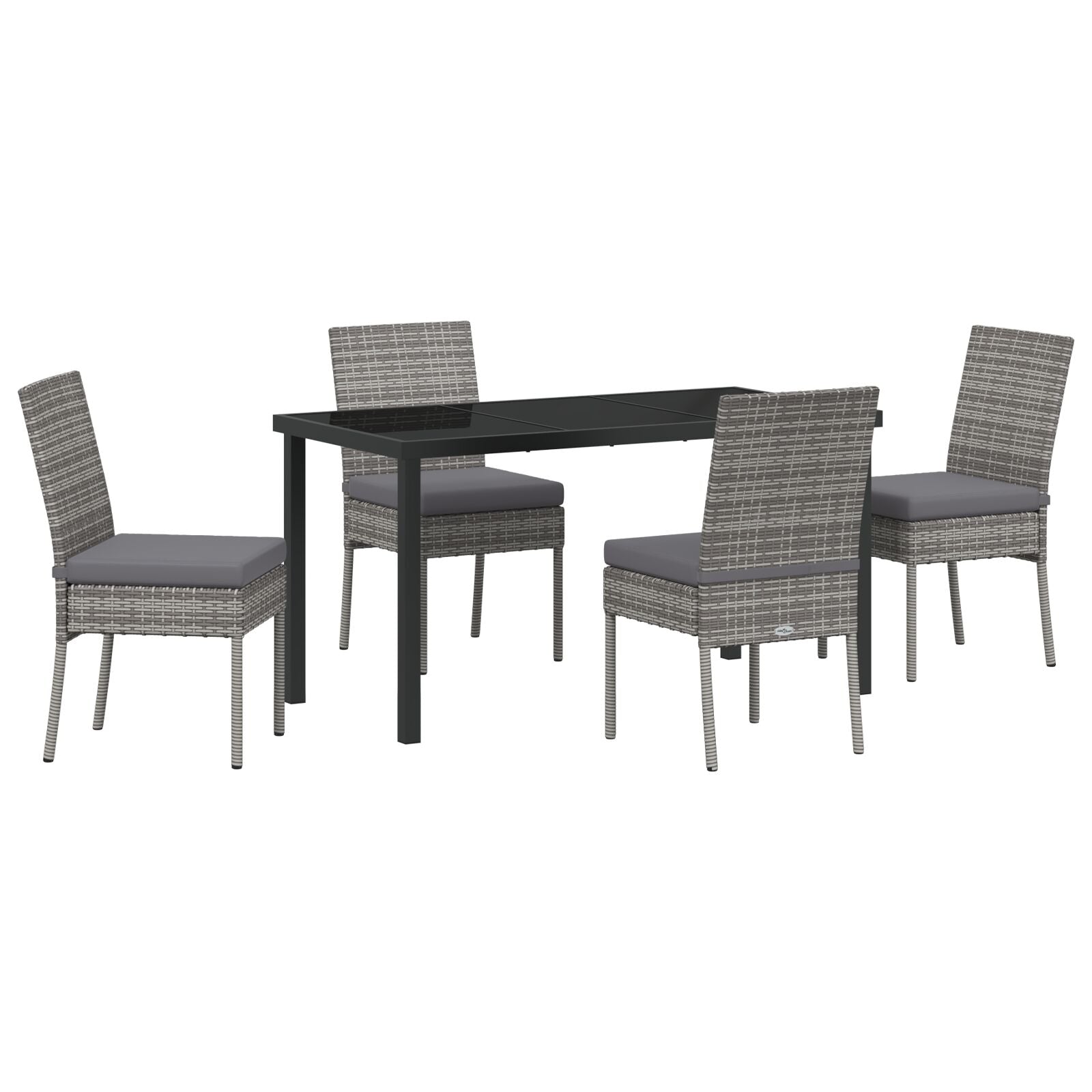 5-Delige Tuin Eetset Grijs Poly Rattan