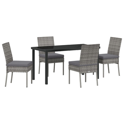 5-Delige Tuin Eetset Grijs Poly Rattan