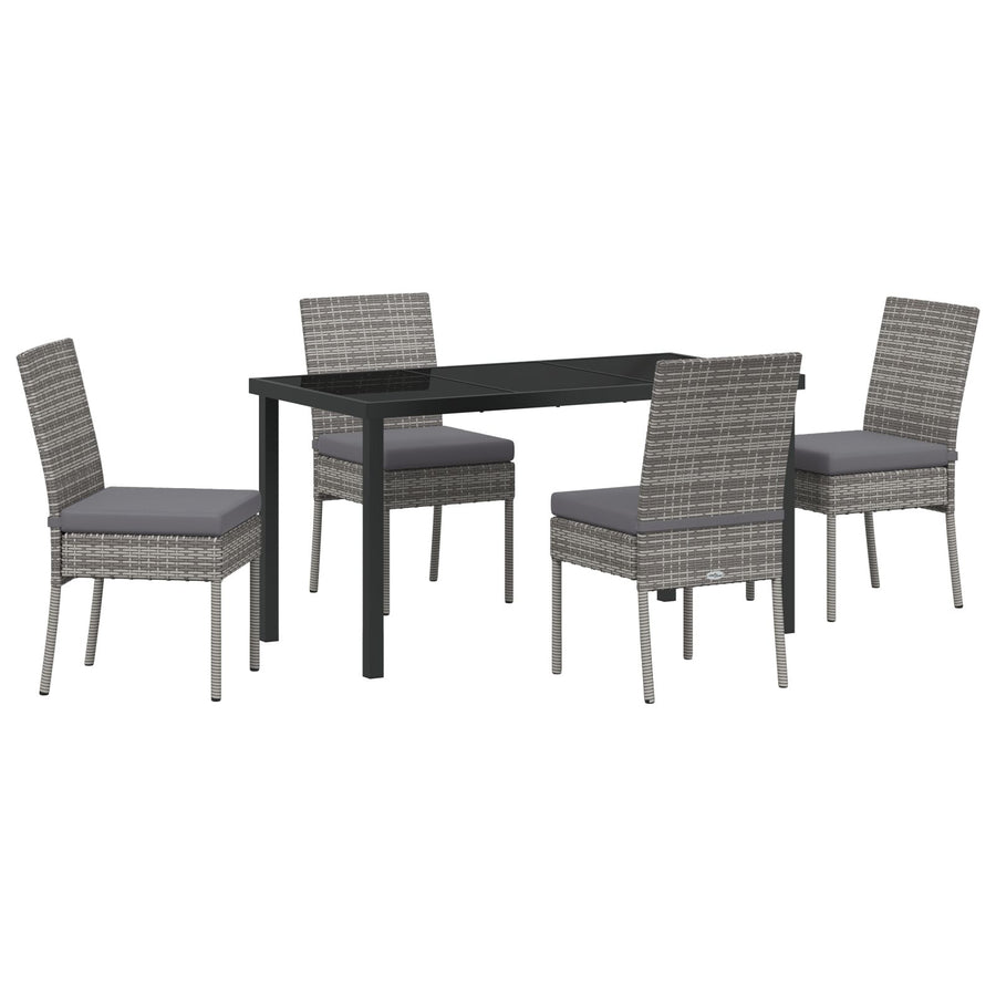 5-Delige Tuin Eetset Grijs Poly Rattan