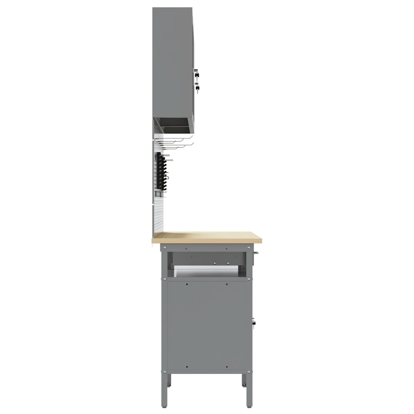 10-Delige Werkcabinet En Pegboard Set Mdf En Metaal 4x (2x84/2x85 cm) Rood 4x kast + 4x gereedschapspaneel + 2x gereedschap kast