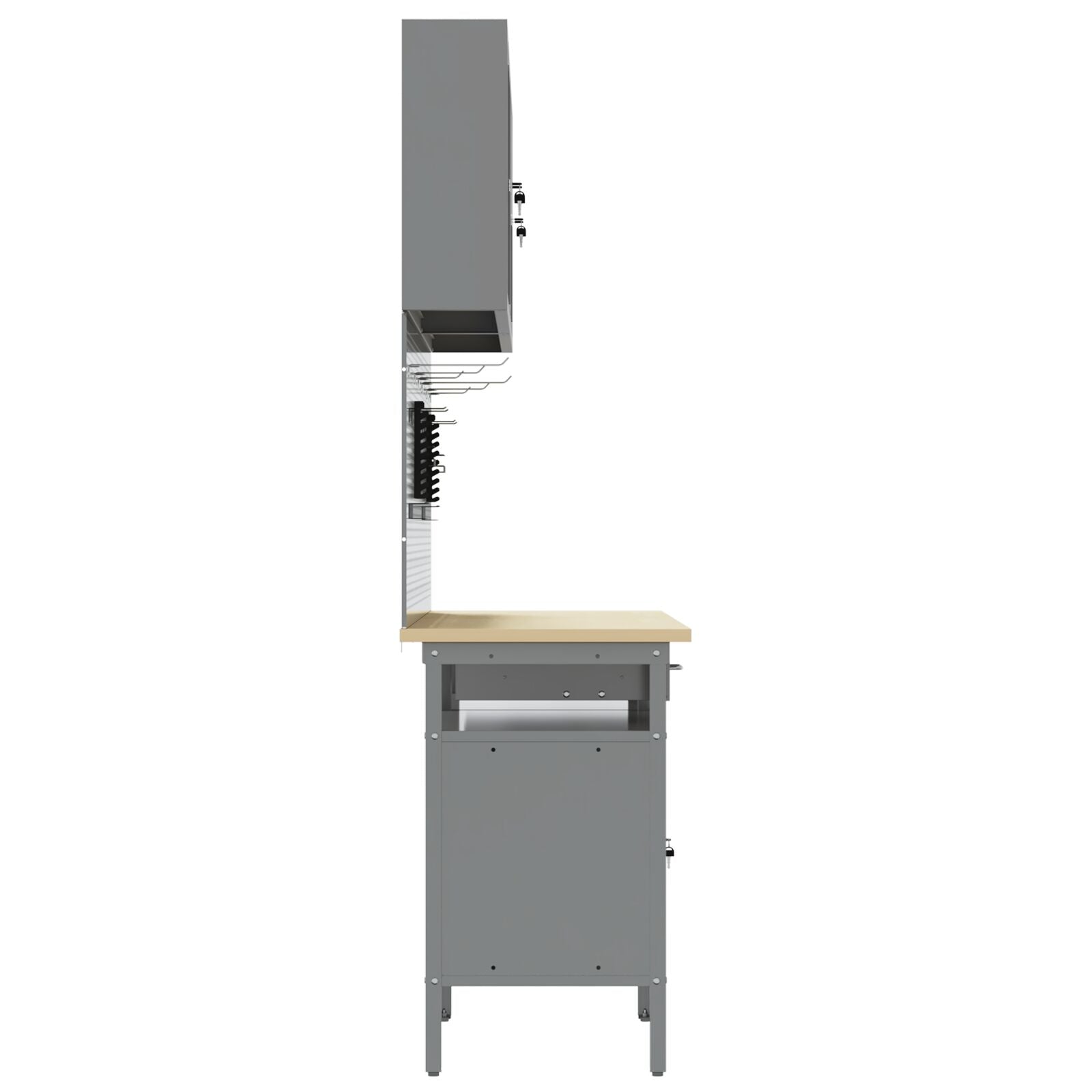 10-Delige Werkcabinet En Pegboard Set Mdf En Metaal 4x (2x84/2x85 cm) Rood 4x kast + 4x gereedschapspaneel + 2x gereedschap kast