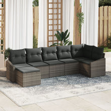 7-Delige Tuinsofa Set Met Kussens Grijs Poly Rattan