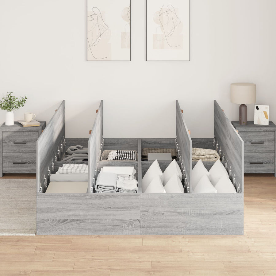 Opbergbedframe Grijs Sonoma 135 x 190 cm