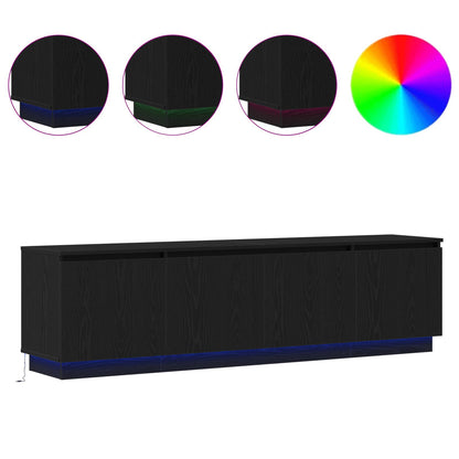 Tv-Kast Met Led 180X38X49 Cm Gelaagd Hout Zwart eiken