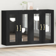 Buffetkast 2 stuks zwart eiken 69,5x34x90 cm