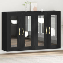 Wandkast Set Van 2 Zwart Eiken Hout, Glas 139 X 34 X 90 Cm