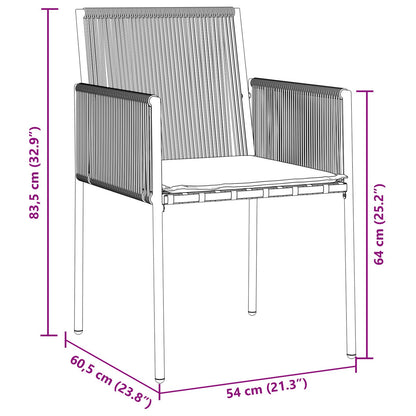 Set Van 4 Zwart, Lichtgrijs Pe Rattan, Schuim, Stof