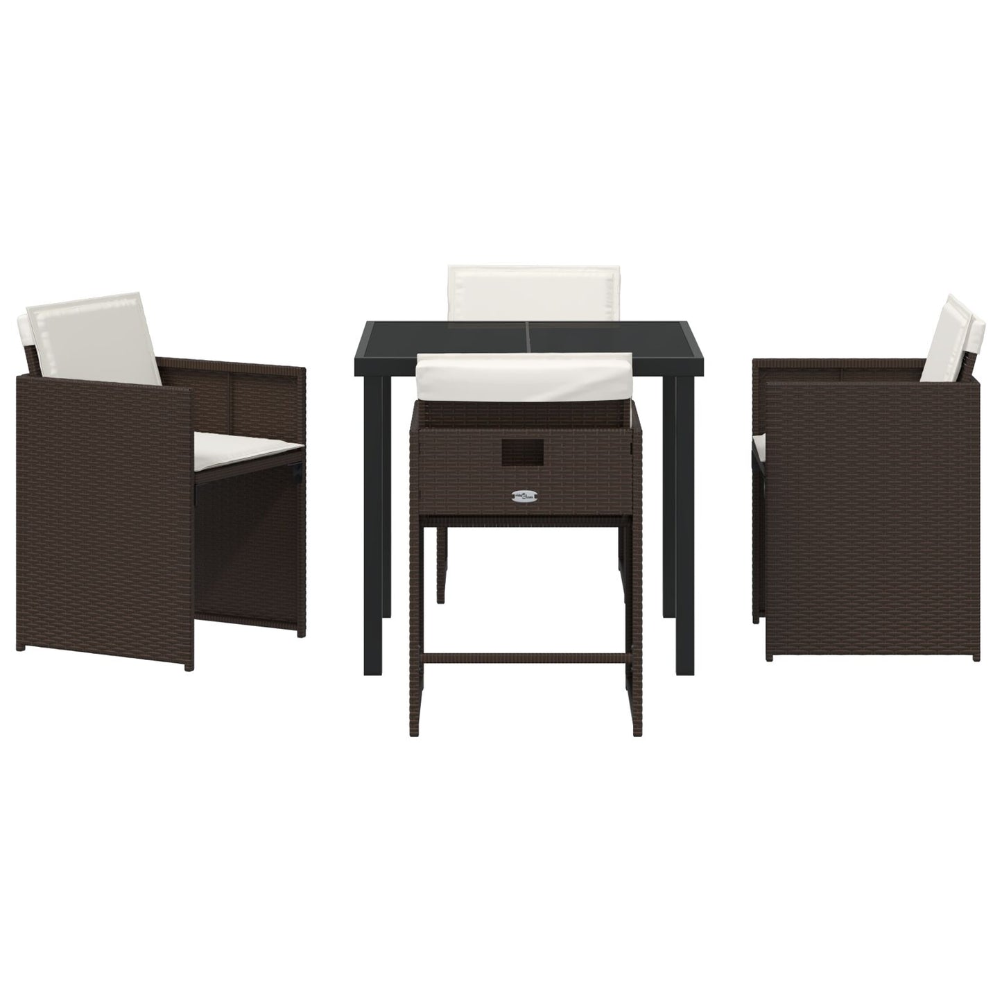 5-Delige Tuin Dining Set Met Kussens Bruin Poly Rattan