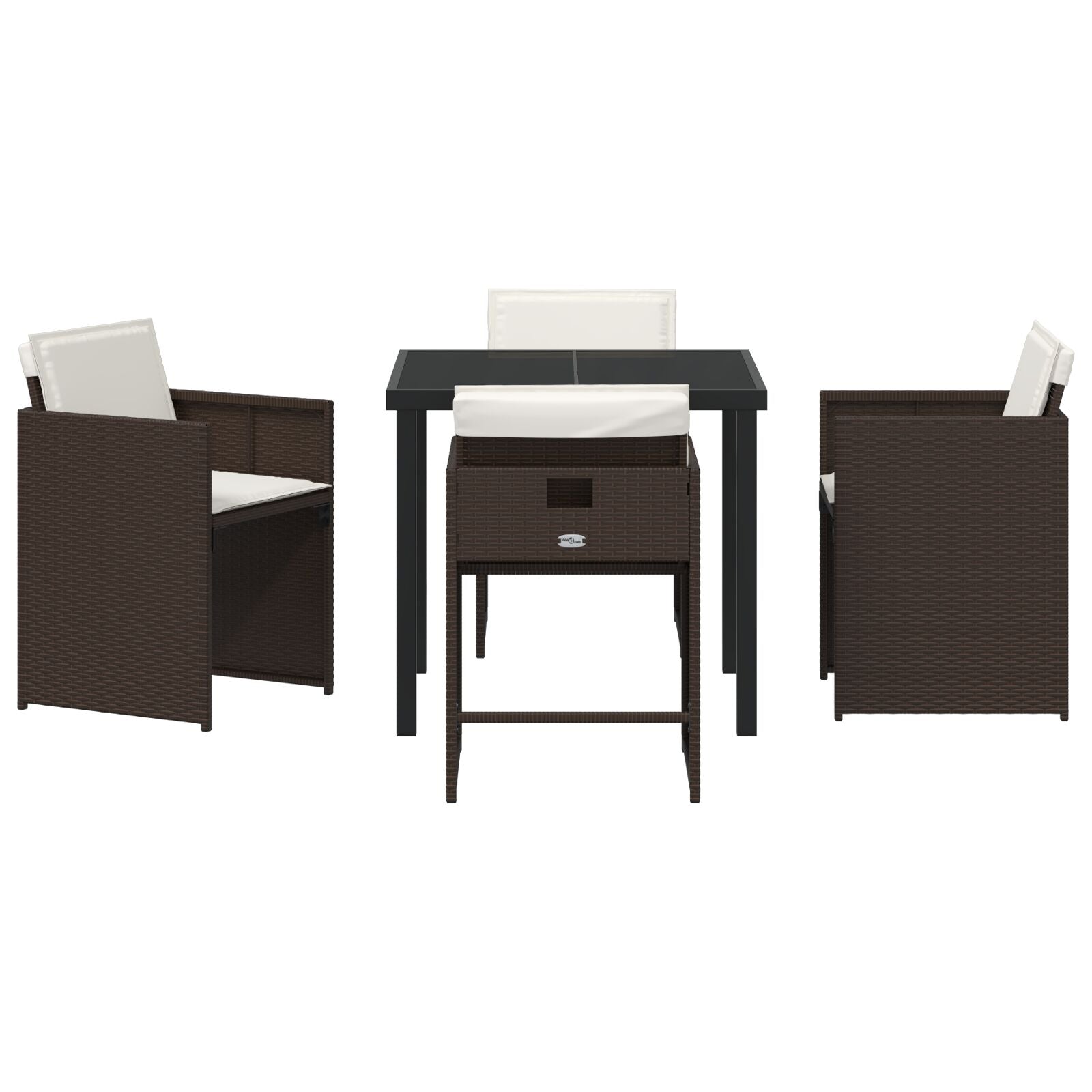 5-Delige Tuin Dining Set Met Kussens Bruin Poly Rattan