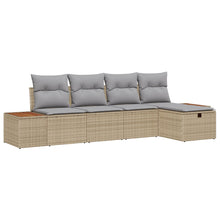5-Delige Tuinset Met Kussens Beige Poly Rattan