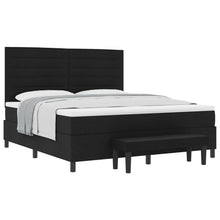 Boxspring Bed Met Matras & Bank Stof Zwart 180 x 200 cm Lijnen ontwerp