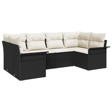 6-Delige Tuin Sofa Set Met Kussens Zwart Poly Rattan
