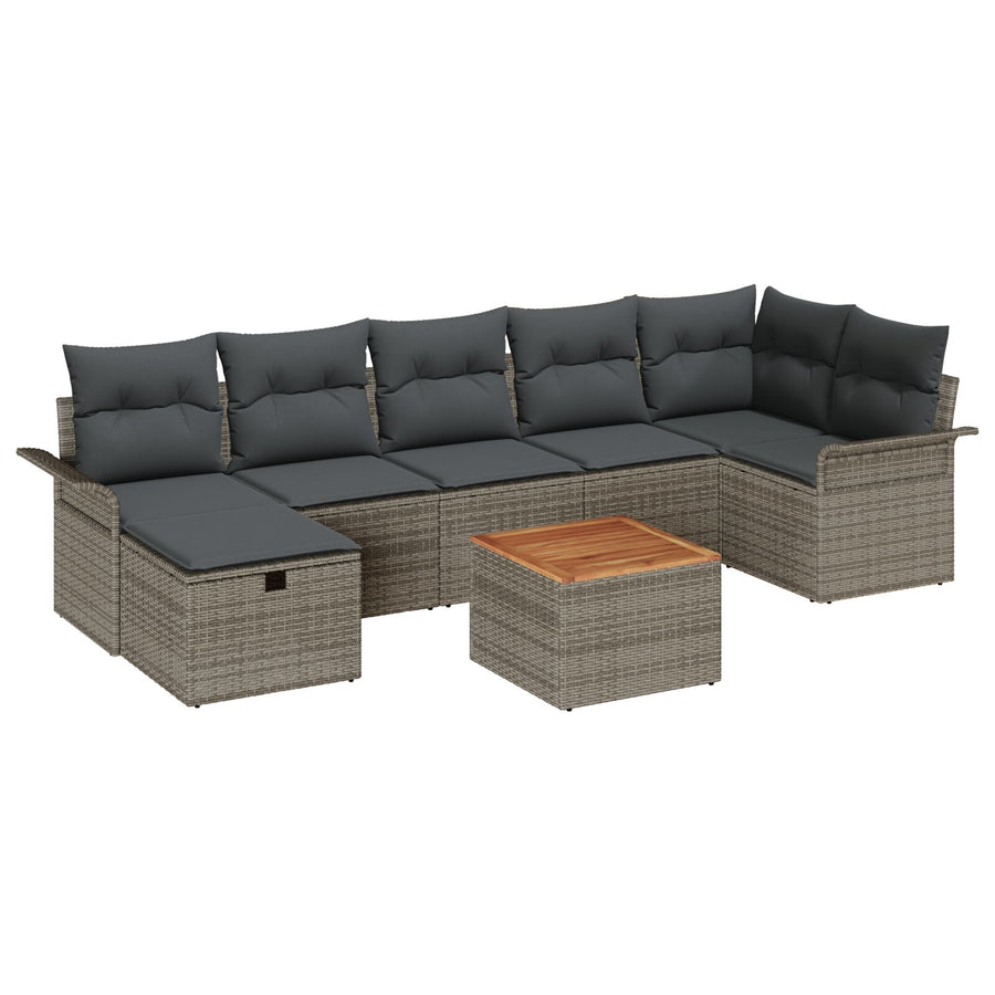 8 Delige Tuin Sofa Set Met Kussens Grijs Poly Rieten
