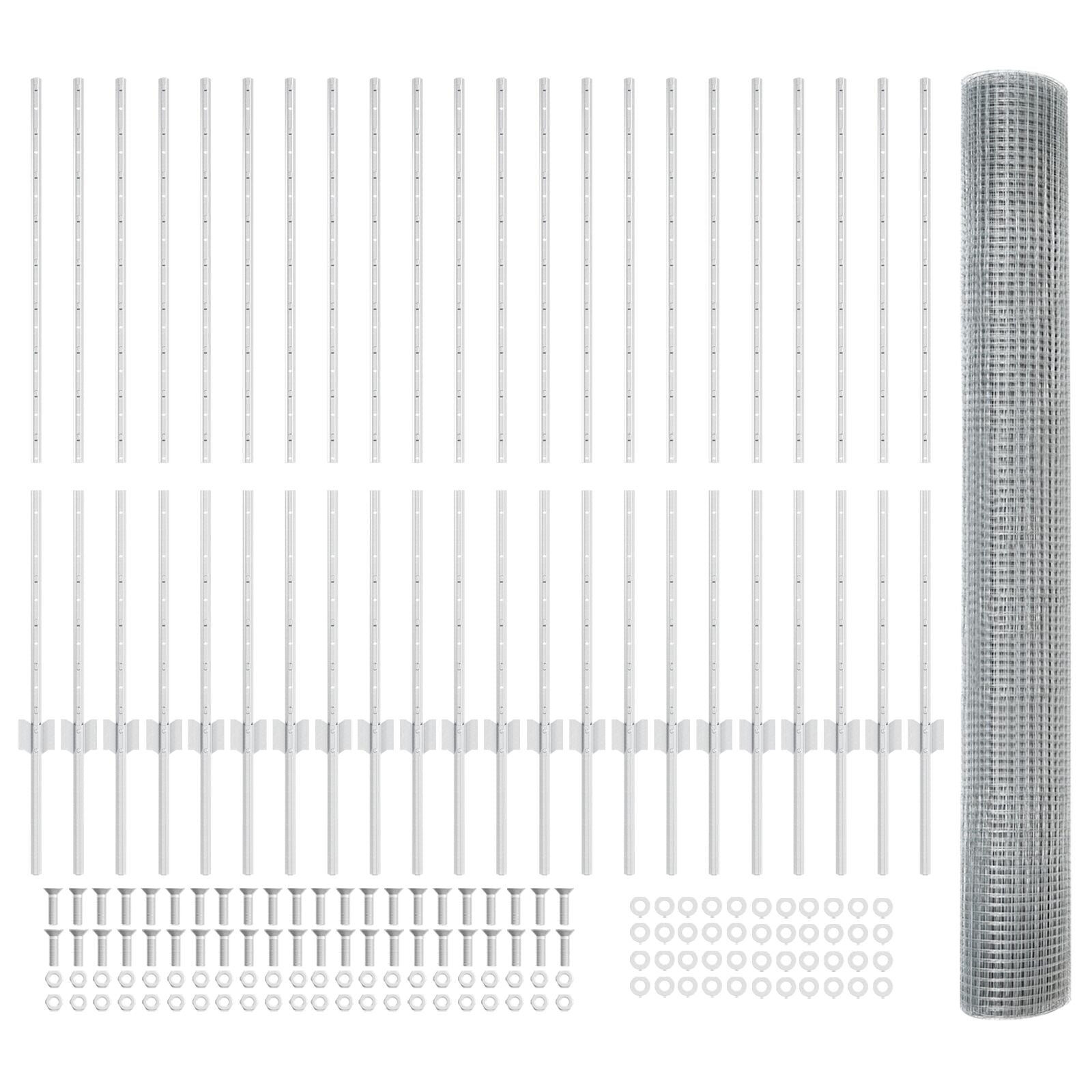 Gelast Draadhek met 44 U-Palen Zilver 1.2x50 m Staal