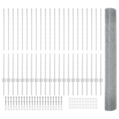 Gelast Draadhek met 44 U-Palen Zilver 1.2x50 m Staal