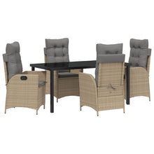 5-Delige Tuin Eetset Met Kussens Beige Poly Rattan