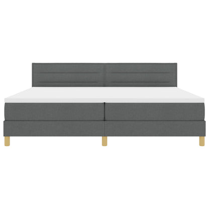 Boxspringbed Met Matras Stof Donkergrijs 200 x 200 cm Lijnen ontwerp