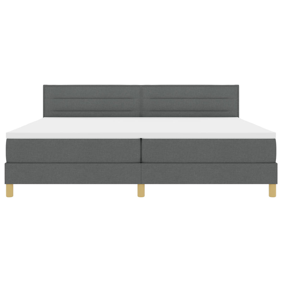 Boxspringbed Met Matras Stof Donkergrijs 200 x 200 cm Lijnen ontwerp
