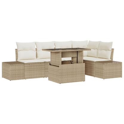 6-Delige Tuin Sofa Set Met Kussens Beige Poly Riet