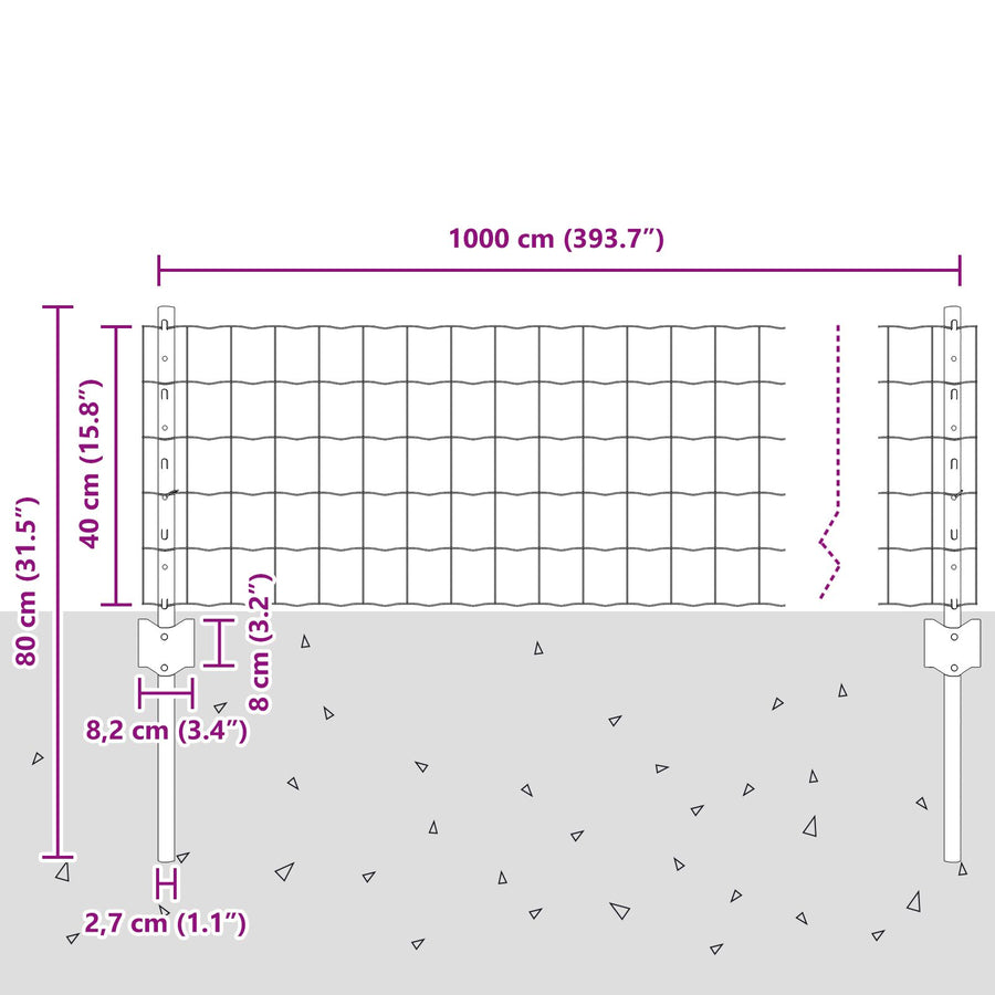Euro Hek Met 5 U Palen Grijs 0.4X10 M Staal
