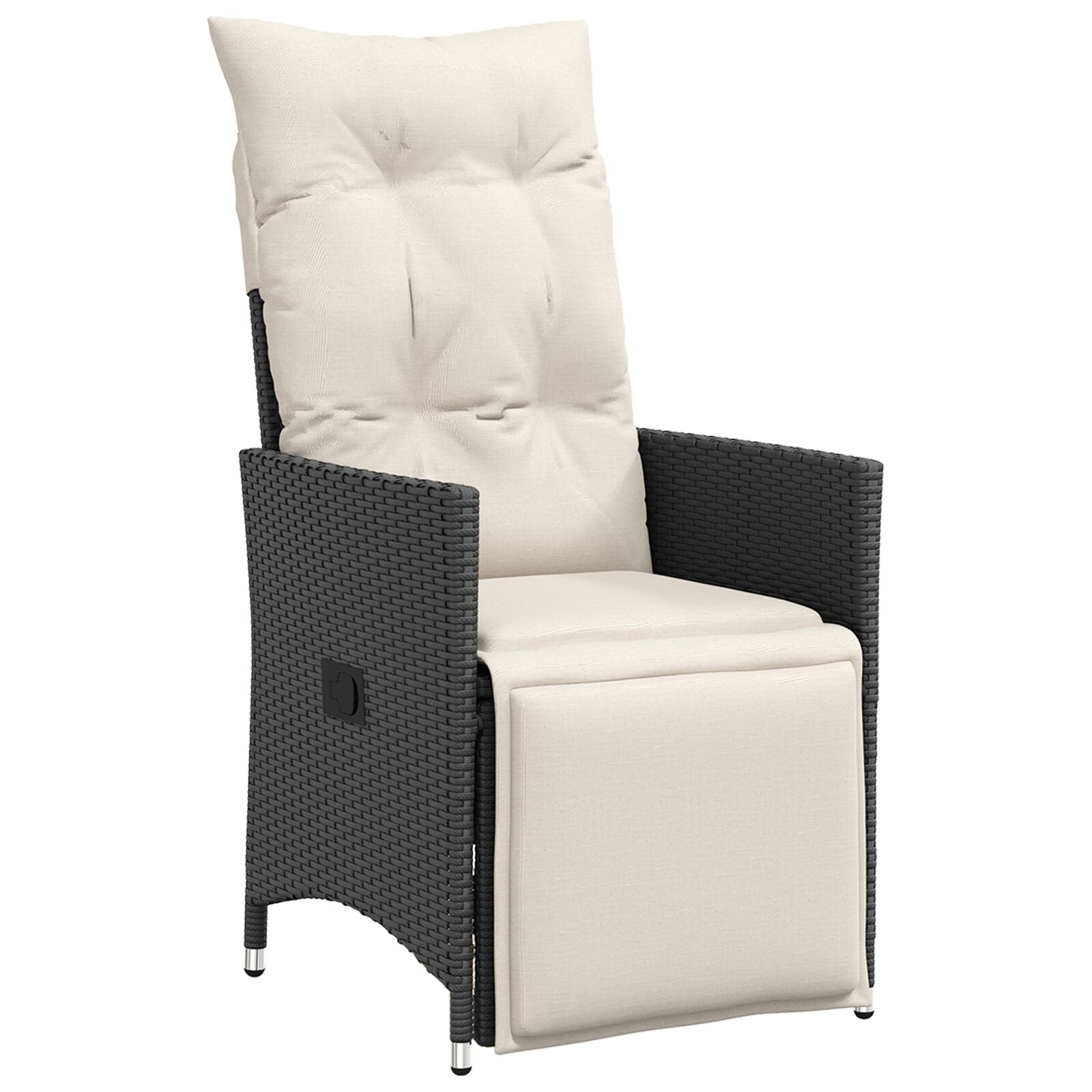 Set Van 3 Zwart, Crème Wit Pe Rattan, Gepoedercoat Staal