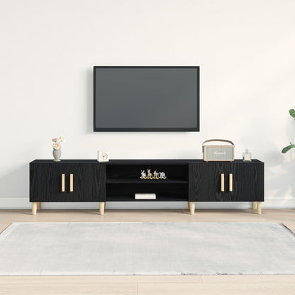 Tv Meubel Zwart Eiken 180X31,5X40 Cm Geengineerd Hout