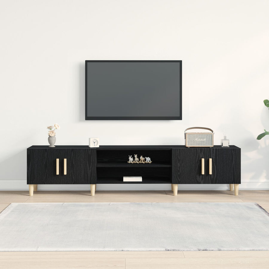 Tv Meubel Zwart Eiken 180X31,5X40 Cm Geengineerd Hout