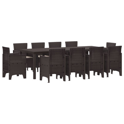 11-Delige Tuin Eetset Met Kussens Bruin Poly Rattan