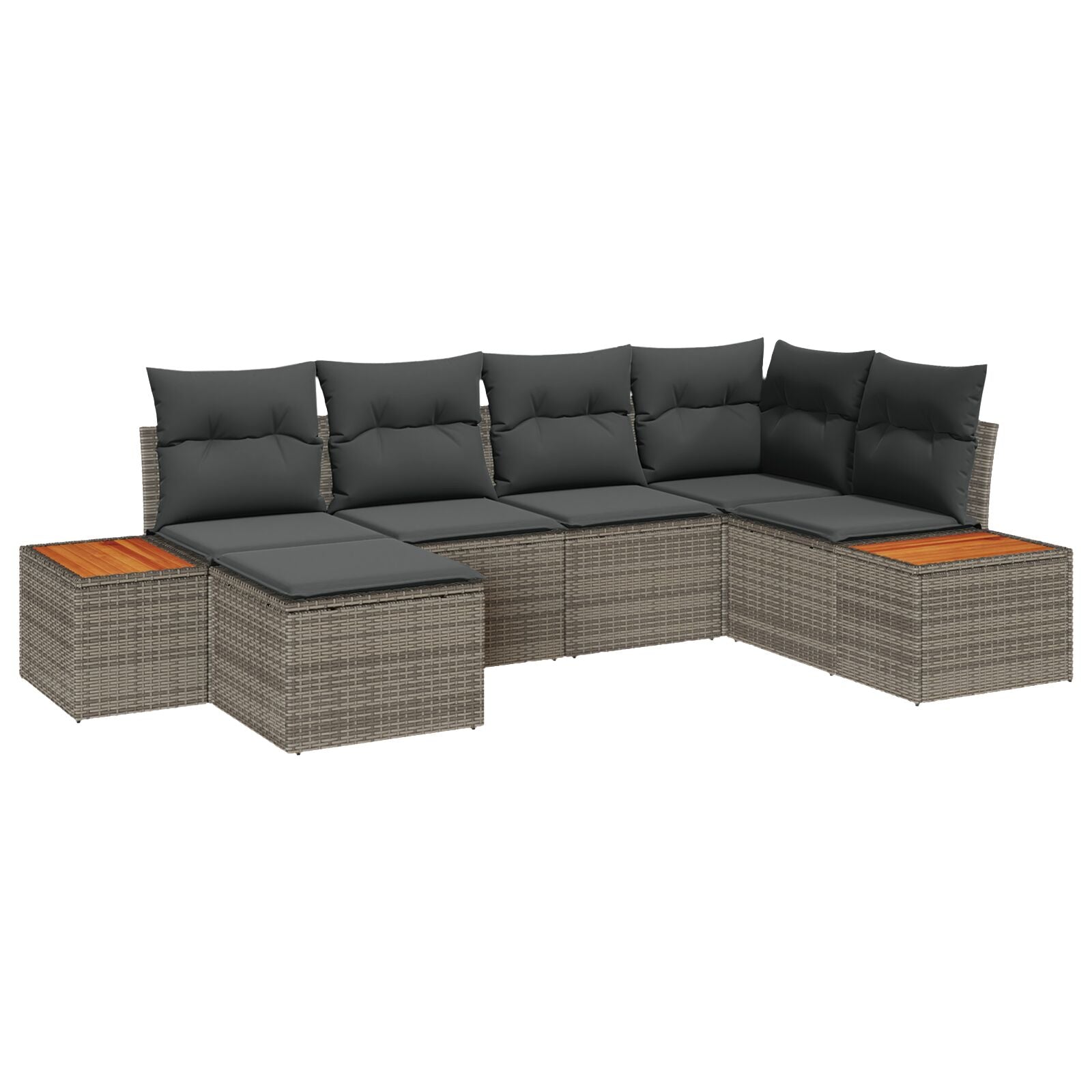 6-Delige Tuin Sofa Set Met Kussens Grijs Poly Rattan Acacia