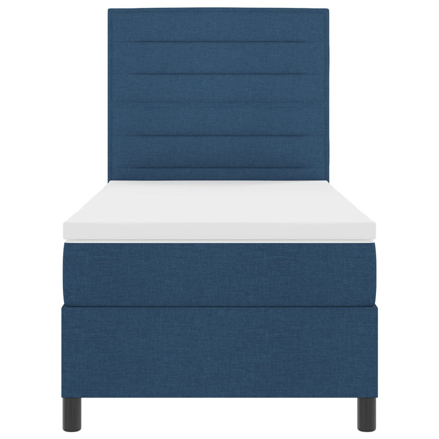 Boxspringbed Met Matras E Eenpersoons Stof Blauw 90 x 190 cm Lijnen ontwerp