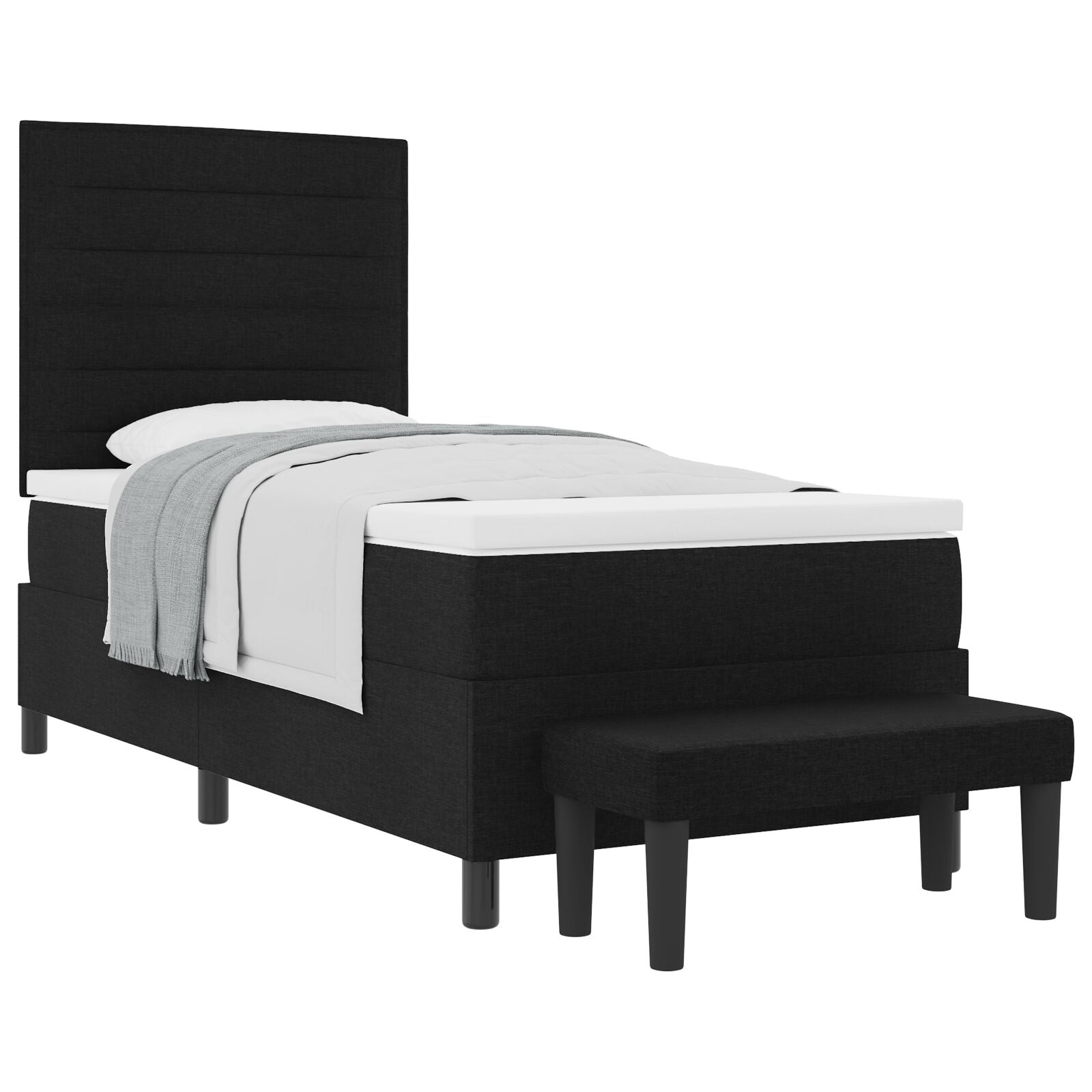 Boxspringbed Met Matras & Bank Stof Zwart 90 x 200 cm Lijnen ontwerp