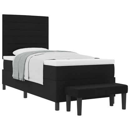 Boxspringbed Met Matras & Bank Stof Zwart 90 x 200 cm Lijnen ontwerp