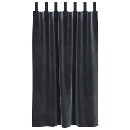 Zwarte Verduisteringsgordijnen 2 Stuks Fluweel Donkergrijs 140 x 175 cm met ophanglussen