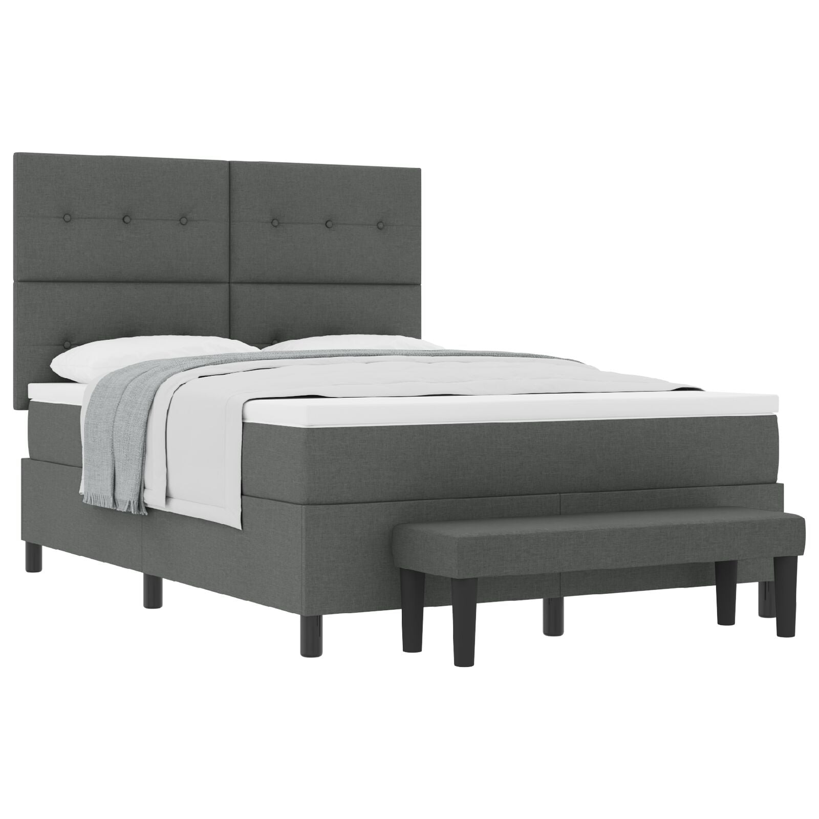 Boxspring Bed Met Matras & Bank Stof Donkergrijs 160 x 200 cm Met knopen