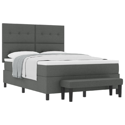 Boxspring Bed Met Matras & Bank Stof Donkergrijs 160 x 200 cm Met knopen