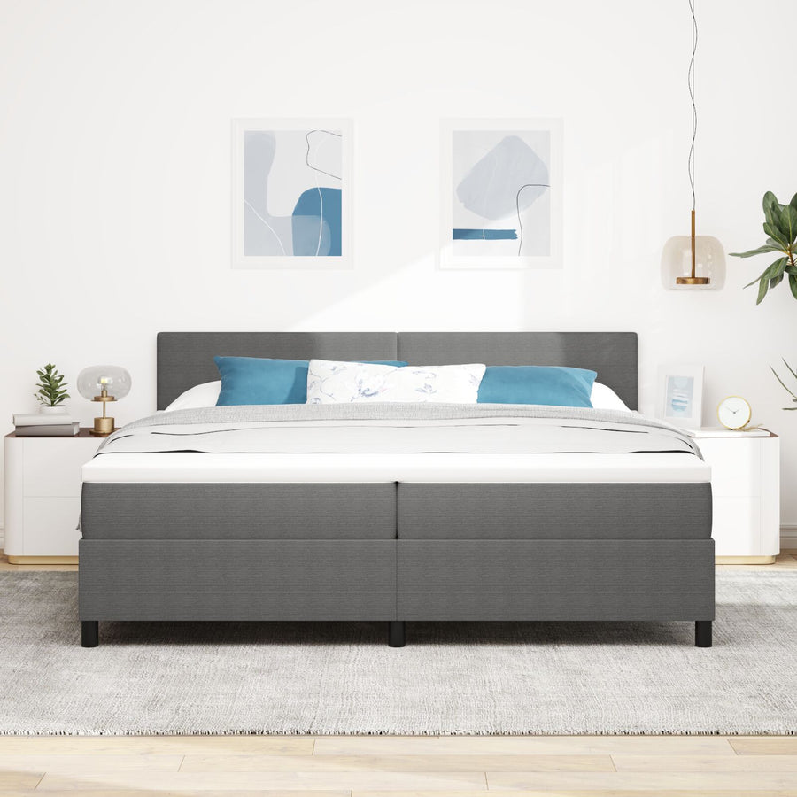 Boxspringbed Met Matras Lichtgrijs 200X200 Cm Corduroy Stof