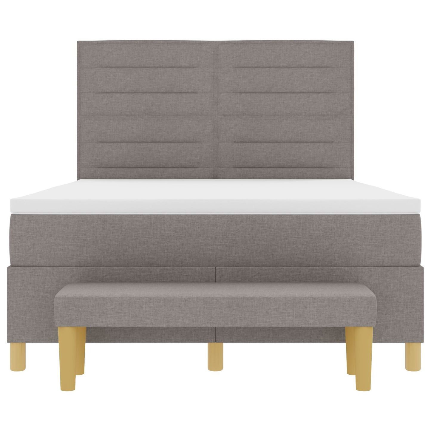 Boxspringbed Met Matras & Bank Stof Taupe 140 x 190 cm Lijnen ontwerp