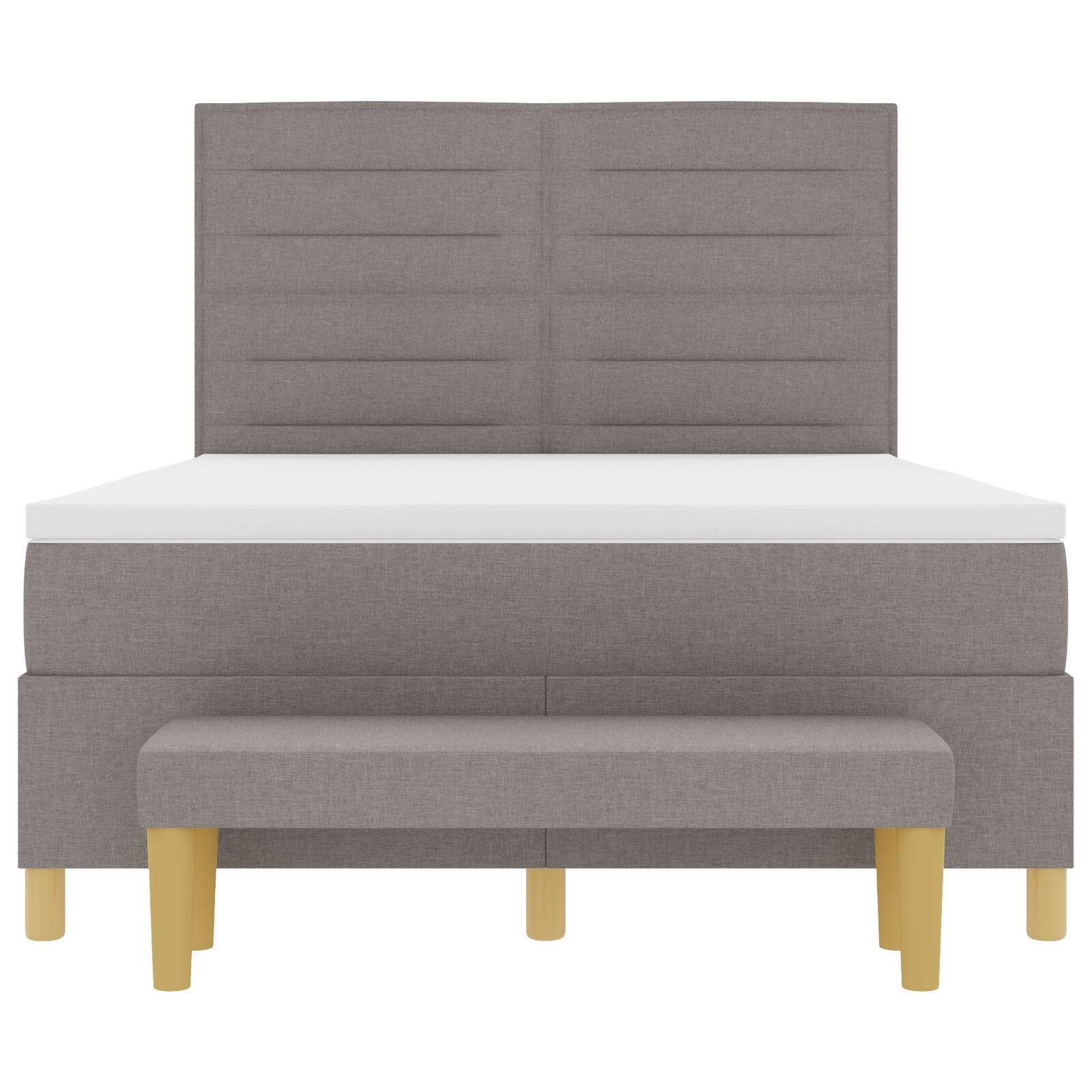Boxspringbed Met Matras & Bank Stof Taupe 140 x 190 cm Lijnen ontwerp