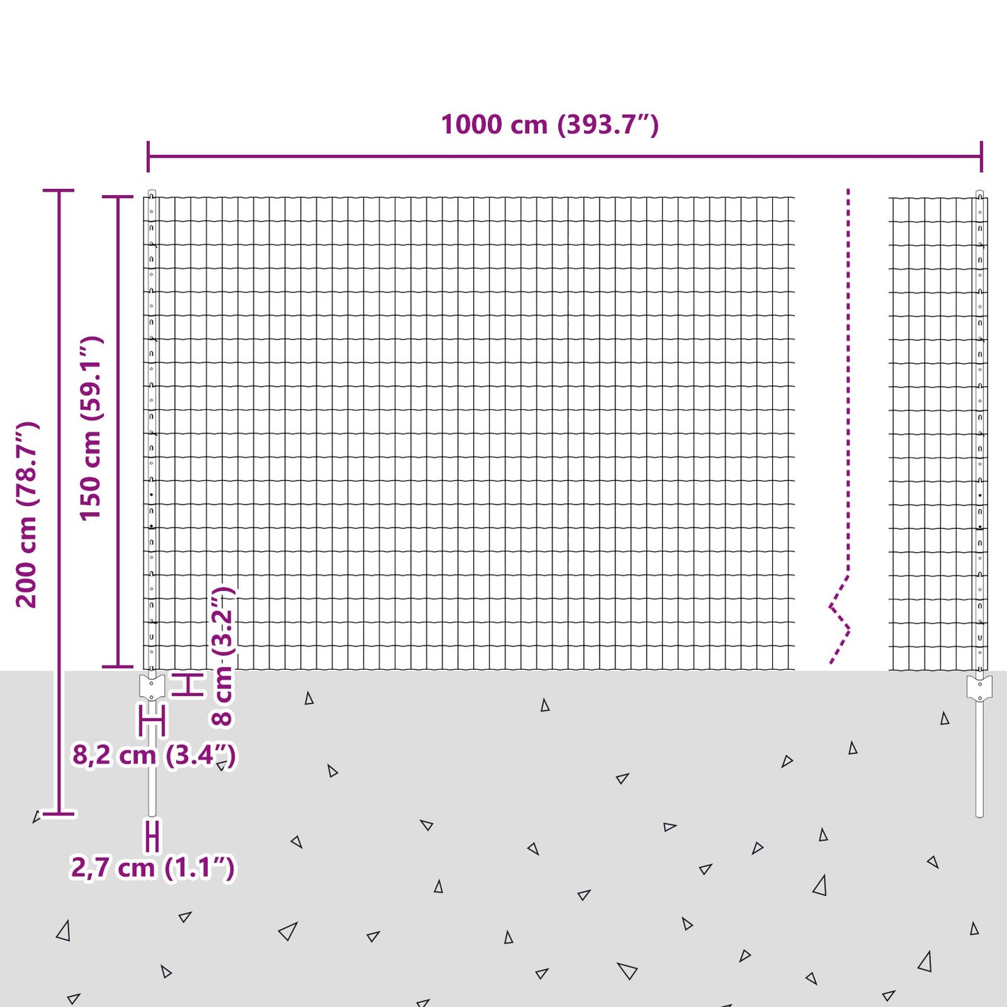 Euro Hek Met 5 U-Palen Groen 1,5X10 M Staal