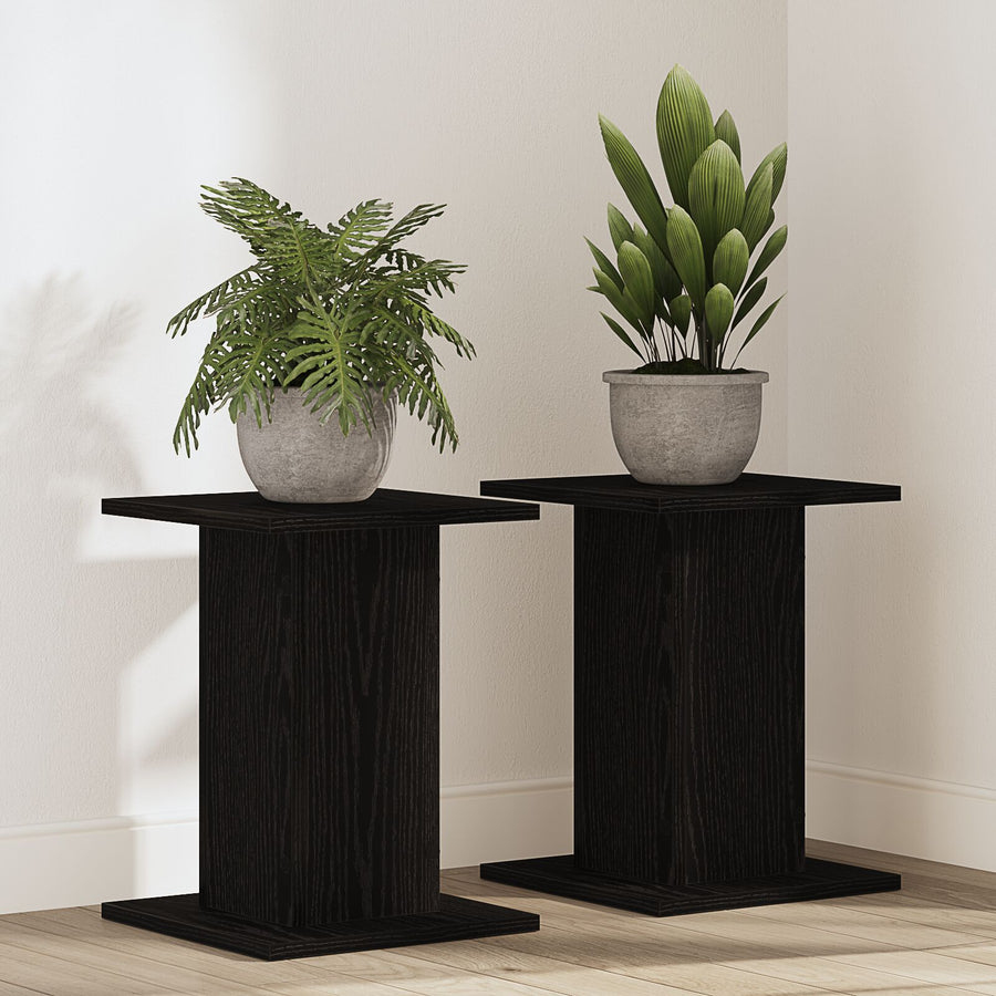 Plantstandaard 2 Stuks Zwart Eiken Engineered Wood 30 x 30 x 40 cm Zwarte eiken
