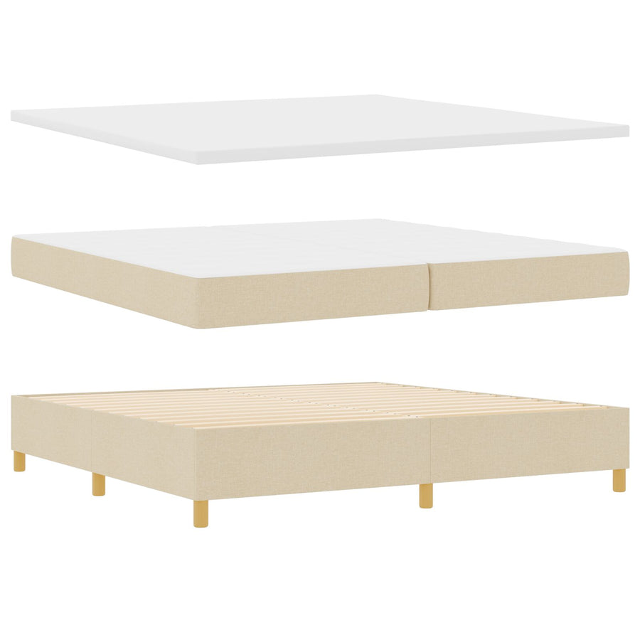 Boxspring Bed Met Matras Crème 200X200 Cm Stof Blauw